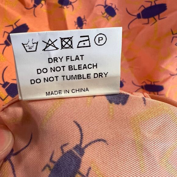 SUSLO Couture Size XL Men’s Button Up Shirt Peach Orange Purple Bugs Slim Fit - Picture 6 of 11